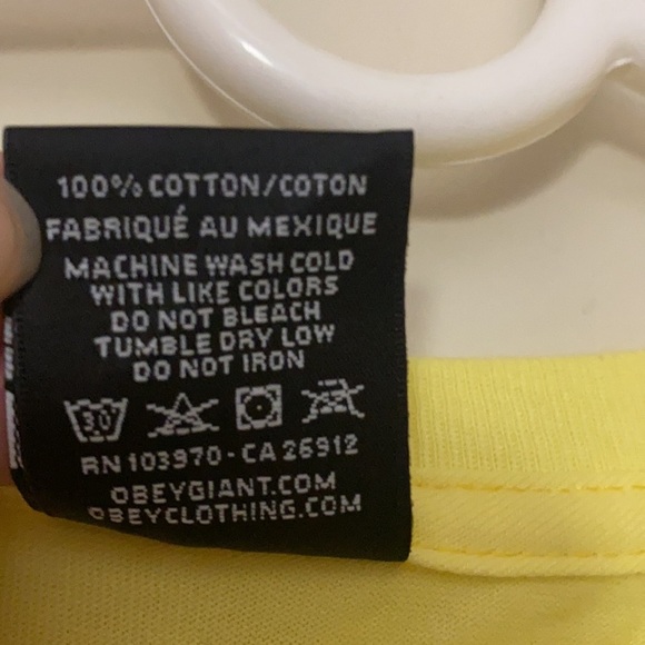 NWOT obey yellow long sleeve size: M - Picture 5 of 8